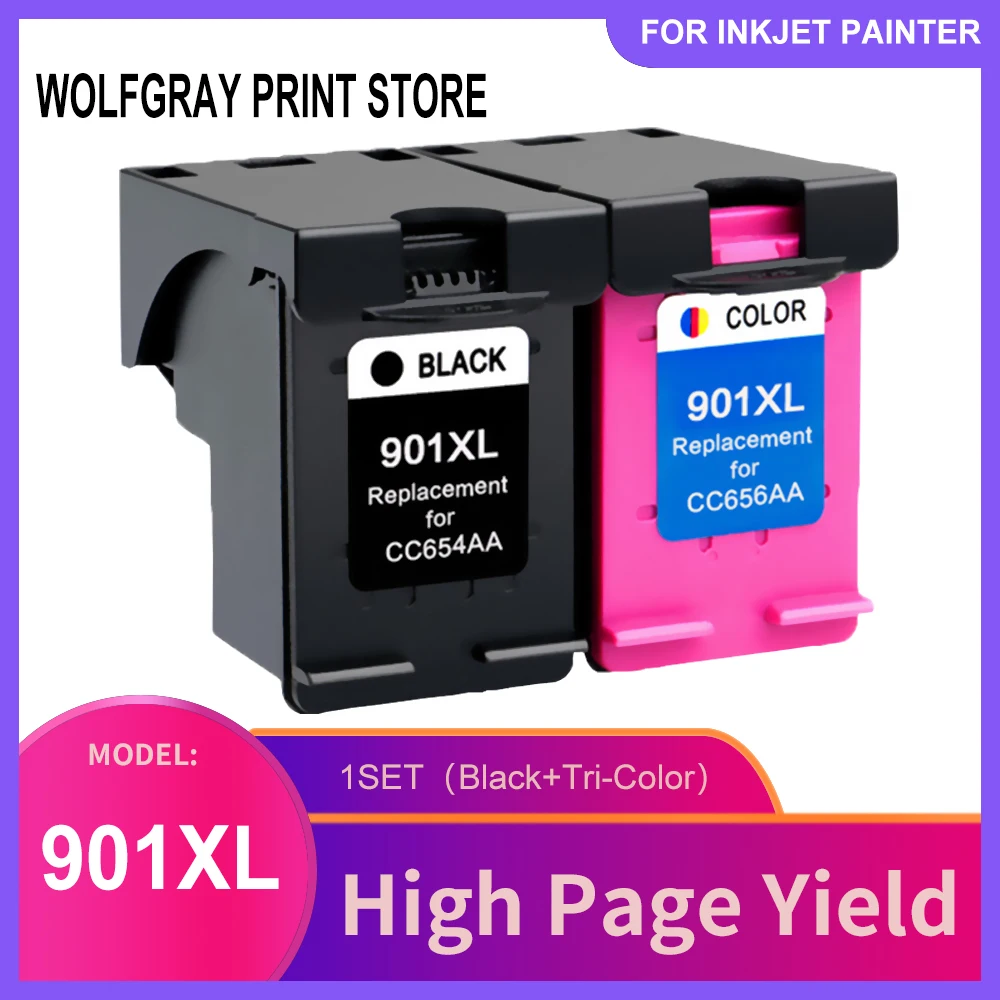 1 SET 901XL Cartridge Compatible for hp 901 xl for hp901 Ink Cartridge for Officejet 4500 J4500 J4540 J4550 J4580 J4680 printer