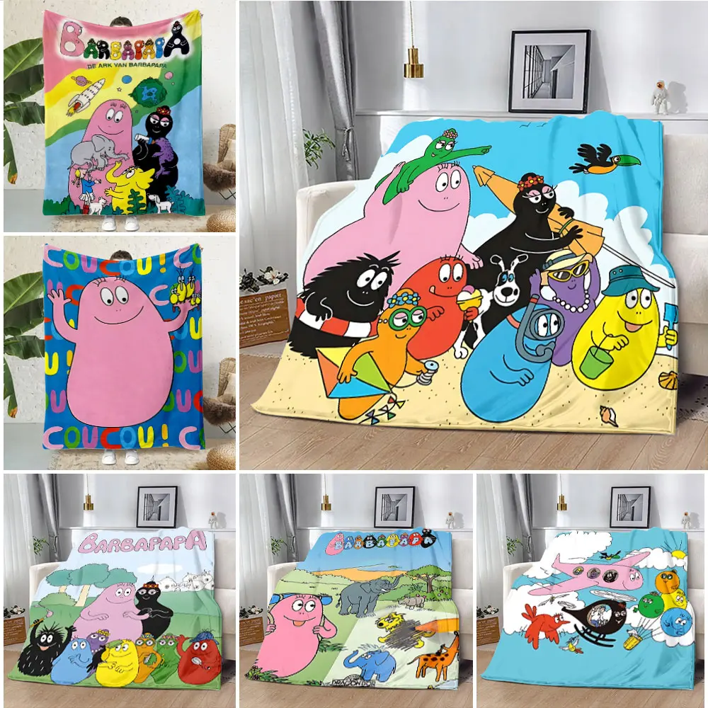 

Les Barbapapa Family Anime Cartoon Printed Blanket Picnic Blankets Warm Blanket Soft and Comfortable Blanket Home Travel