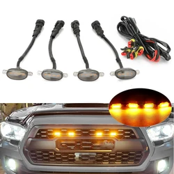 4Pcs Smoked Lens Amber Car Front LED Grille Light DRL With Wire Harness for Ford F150 F250 F350 Raptor Front Grille 12V