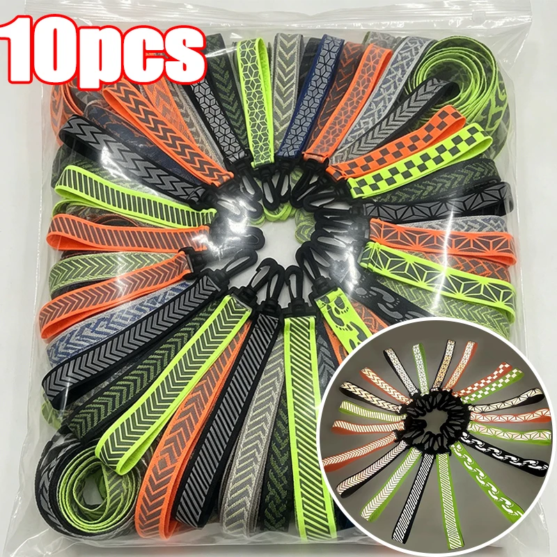 1-10pcs Colorful Reflective Straps Pendant Keychain for Outdoor Camping Night Running Cycling Backpack Safety Bright Keyrings