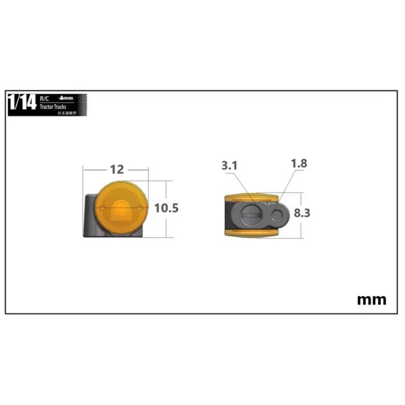 RC 1/14 1 Paar LED Gelbe Positionsleuchte Breitenleuchte für Tamiya Muldenkipper für SCANIA VOLVO MAN LKW Kipper DIY Teile – Detail 7