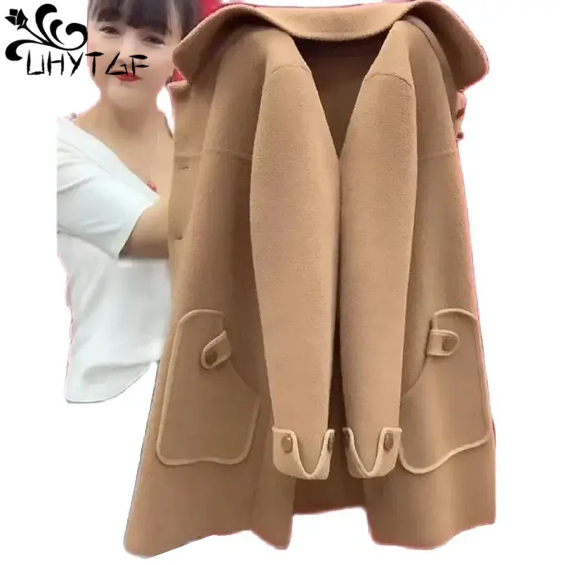 

Imitation Double-Sided Cashmere Coat Women Middle Aged MoM Autumn Winter Woolen Jackets Female Cardigan Large Size Outewear 2878