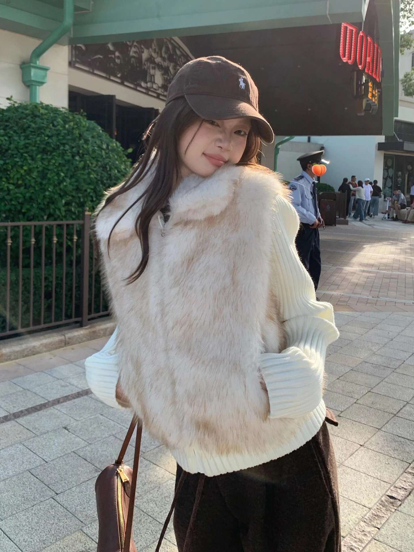 Thickened Winter Jacket Women's Korean Style Cotton Coat with Knitted Sleeve Fur Removable Vest Environmental Protection