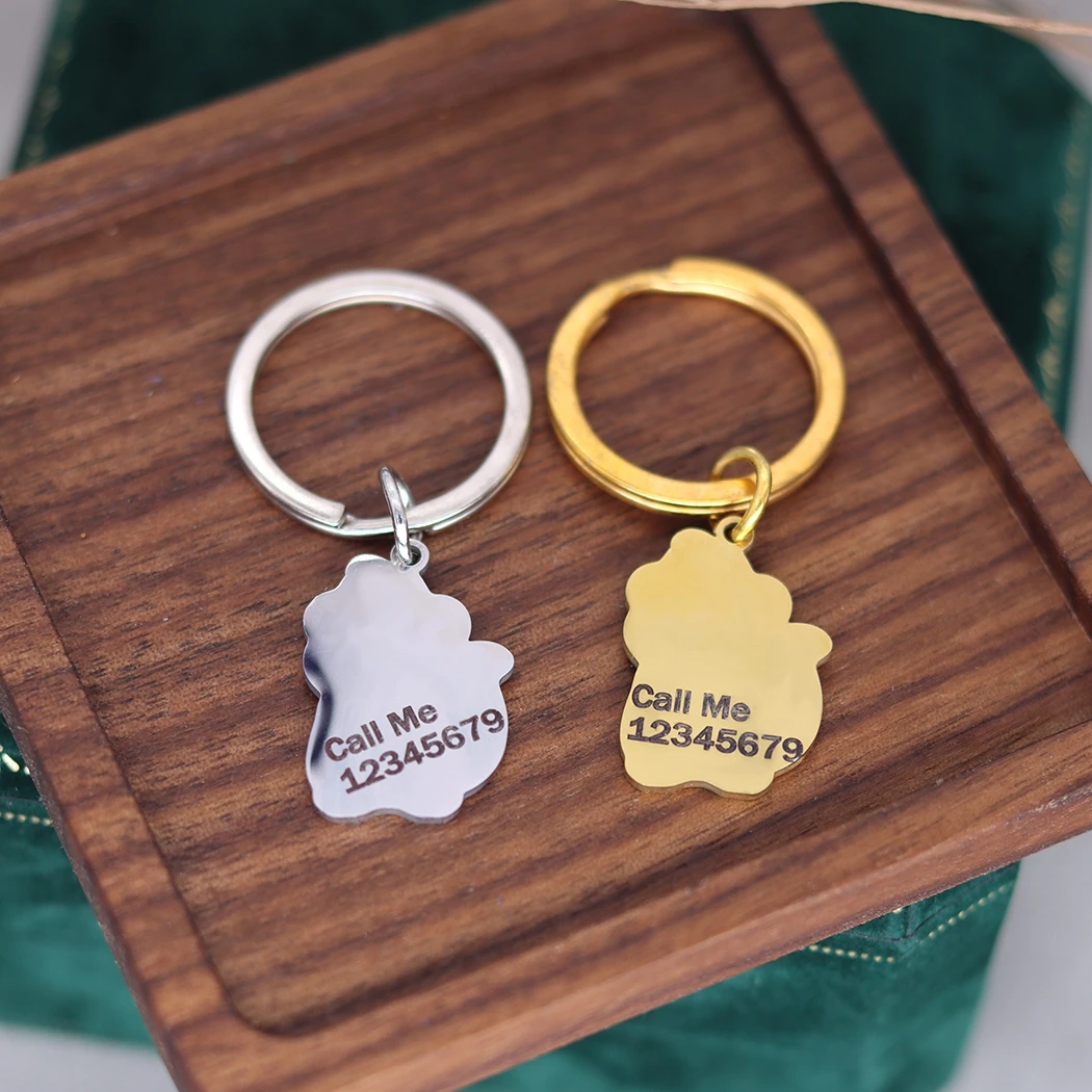 QIAMNI Stainless Steel Custom Name Adorable Skunk Keychain Engraved Number Keyring Cartoon Squirrel Animal Jewelry Key Chain