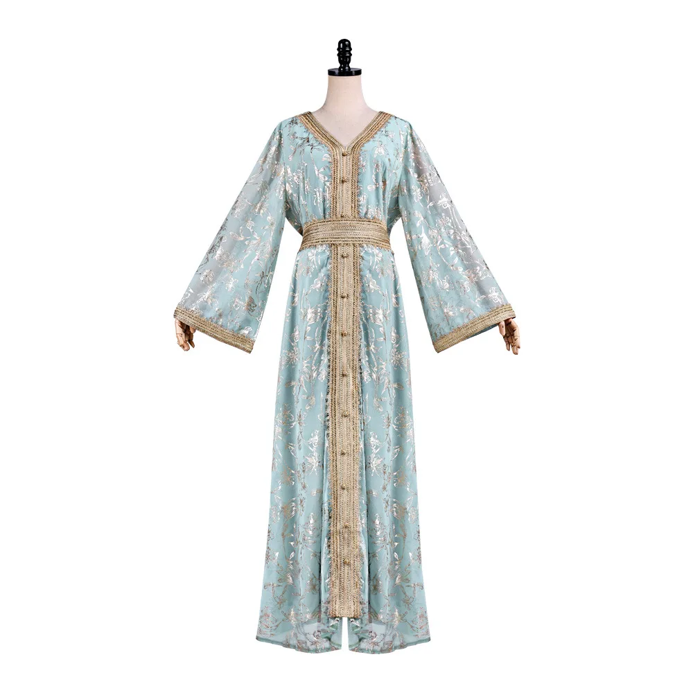 

Evening Dress Women's Dress Scratching Flower Golden-Plated Fashionable Robe Arabic Style Clothing Goddess Role-Playing