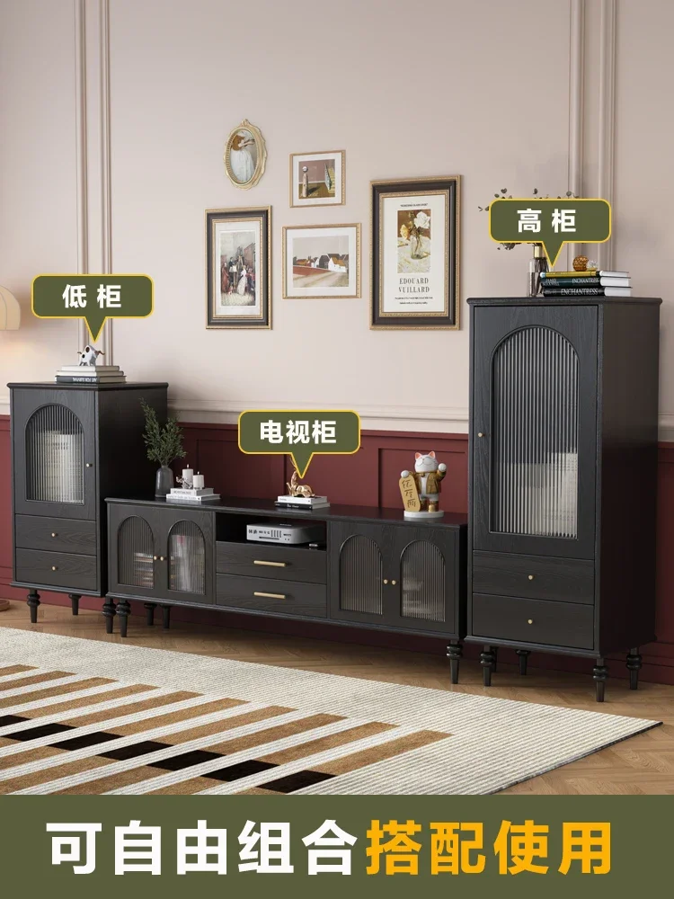 

Premium Living room household small-sized black luxury bedroom ground cabinet American TV cabinet
