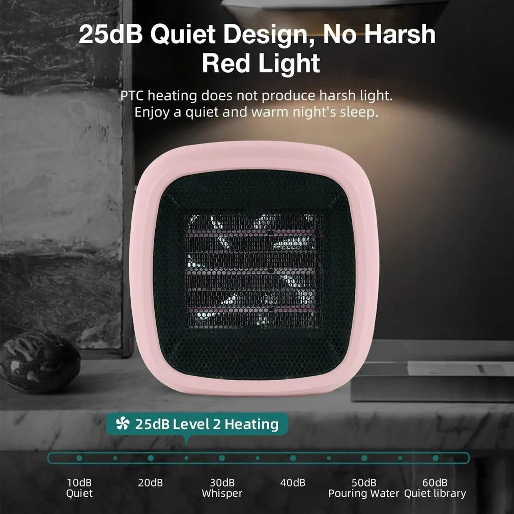 Heater 2 Seconds Fast Heating Compact Portable Adjustable Thermostat Control Overheat Protection Low Noise Heater