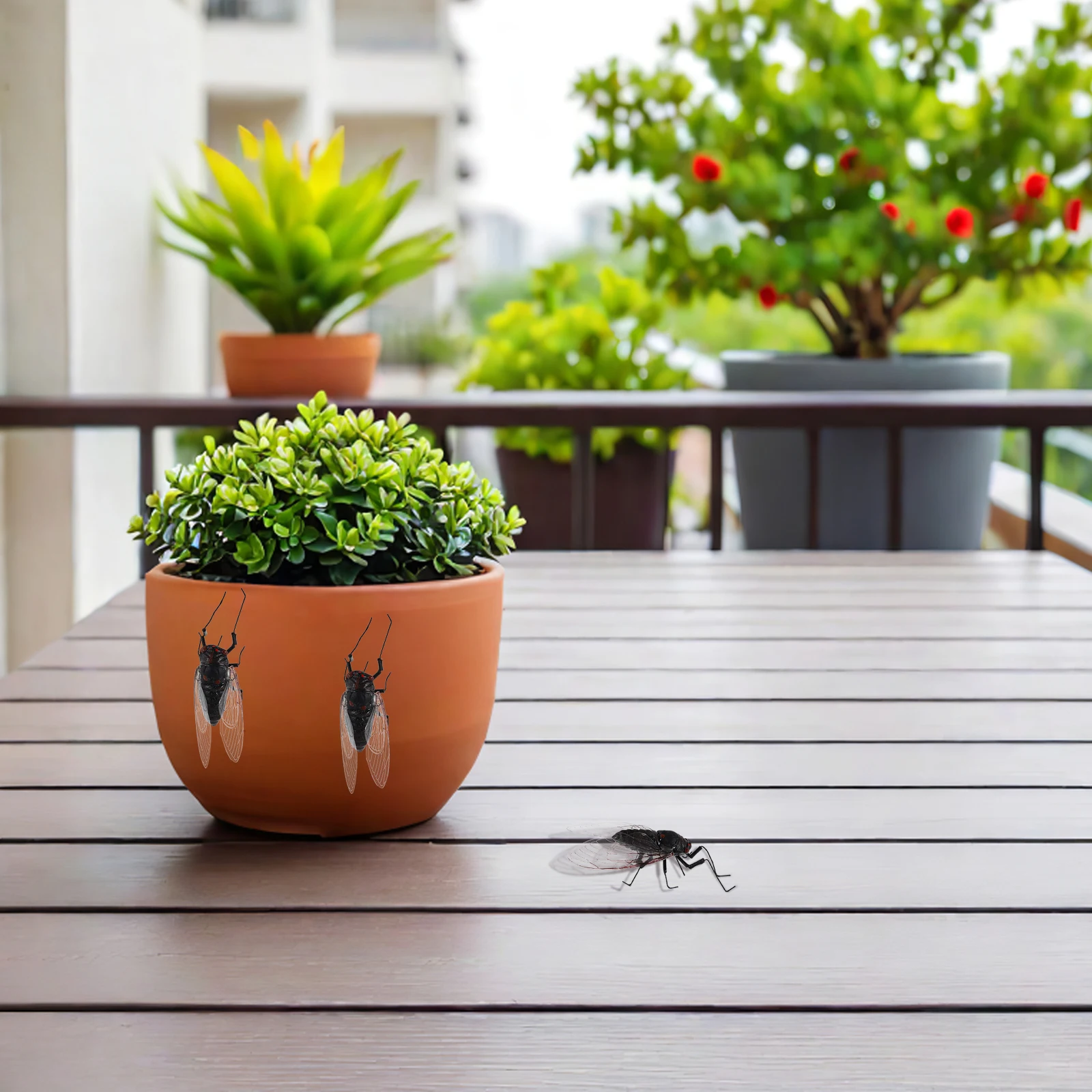 

4pcs : Micro Landscape Plastic For Garden Yard Patio Balcony Cute Cicada Decor Desktop Mini Ornaments Farm Statues Landscape