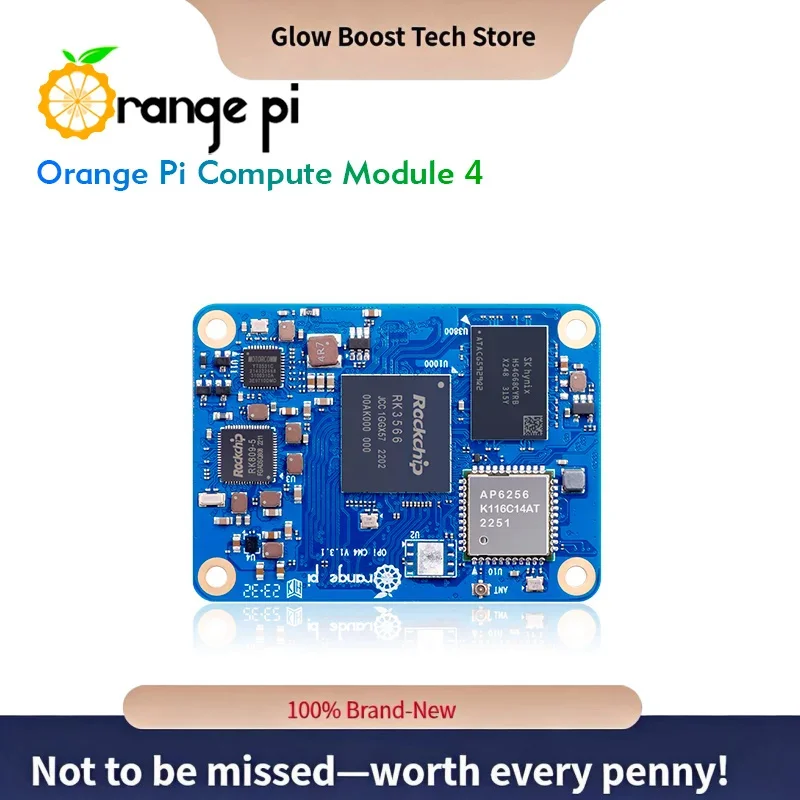 Módulo de computação Glow Orange Pi CM4 4 com WiFi5 + BT5.0 BLE RK3566 Processador Quad-Core de 64 bits CM4 Core Board