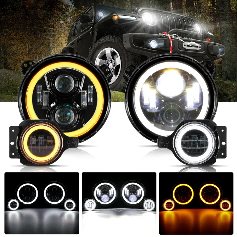 

9 INCH Car LED Headlight Fog Lights Daytime Running Signal Lamp for Jeep JL /for Jeep Wrangler