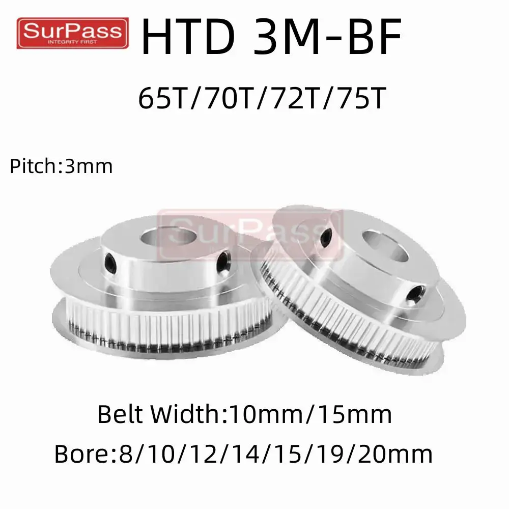 

HTD 3M Synchronizing Wheel 65T/70T/72T/75Teeth Bore 8/10/12/14/15/16/17/19/20mm Timing Belt Width 10/15mm 3D printer CNC Parts