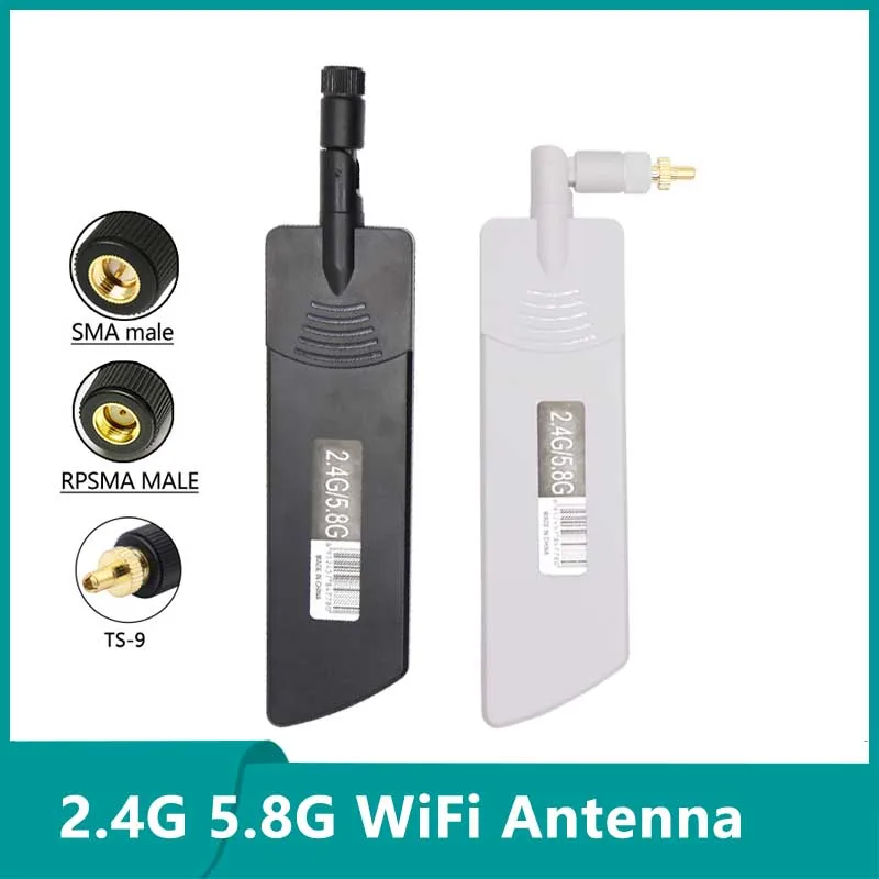 1pcs TS9 SMA RPSMA 2.4G 5G 5.8G Dual Band External Omni WiFi Antenna 18dbi Router Antenna For Signal Boost