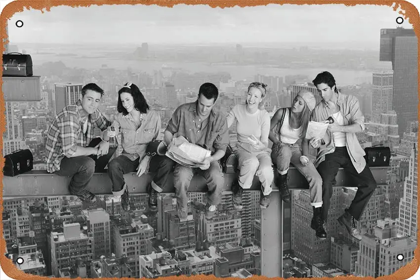 Cast Of Friends TV Show Poster Vinatge Rusty Tin Sign Mteal Sign Wall Deco For Bars,Garage,Cafes,Pubs 8 x 12 iNCH