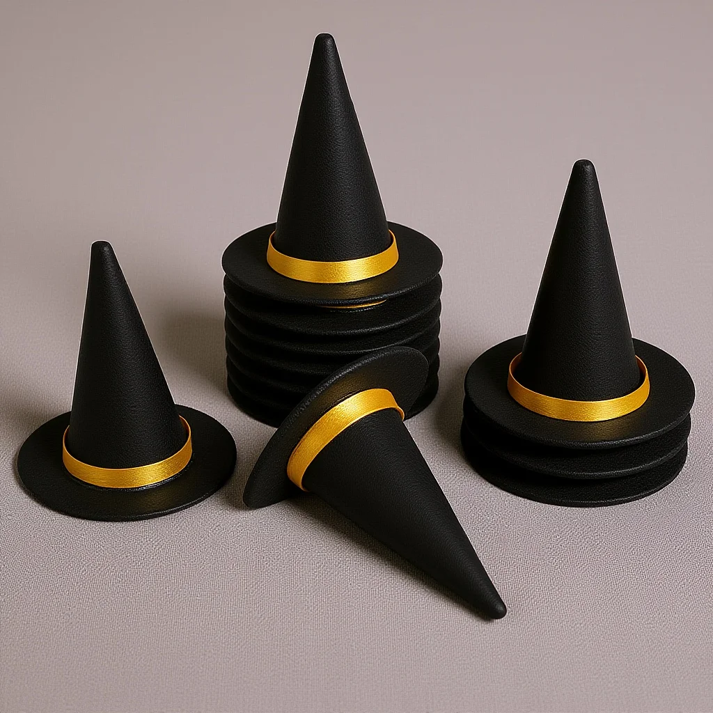 

12Pcs Tiny Witch Hats for Wine Bottles - Halloween Decorative Props Made of Felt Fabric for DIY Crafts and Party Supplies