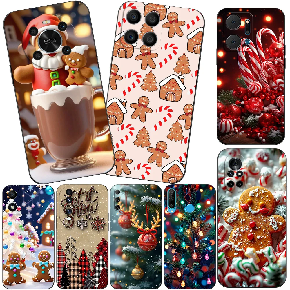 Black Tpu Case For Honor 100 90 X9B X6A X5 X6 X6s X7 X7A Magic 4 Pro 5 Lite Romantic Christmas