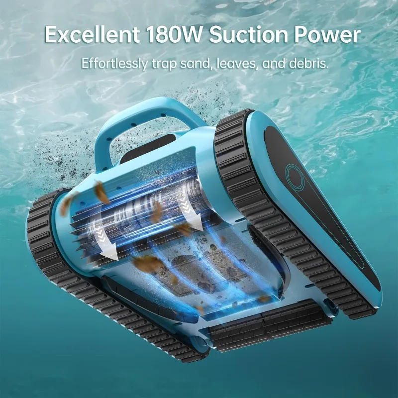 SMONET Cordless Pool Vacuum Robot: Automatic Robotic Pool Cleaner Lasts 150 Mins Wall Climbing 180W Powerful Suction LED
