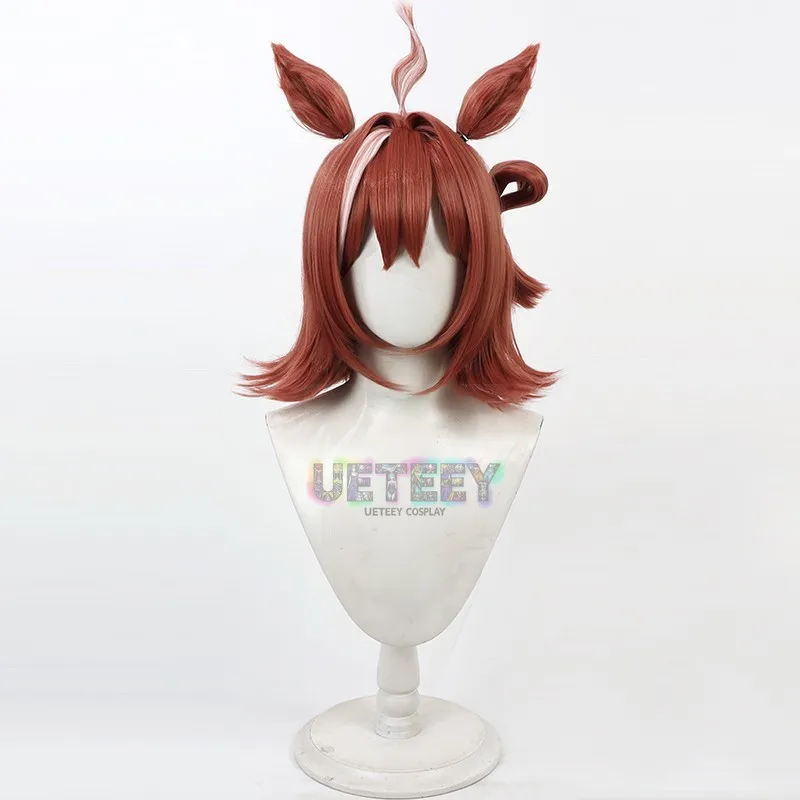 UETEEY COS Game Uma Musume Pretty Derby Rhein Kraft شعر مستعار تأثيري آذان ذيل حفلة الهالوين زي الدعامة الشعر الاصطناعية #2