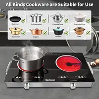 Karinear Ceramic Hob 2 Zones, 3200W Plug in Electric Hob with Safety Lock, Knobs&Touch Control, 56cm Coutertop Freestanding 240V 5