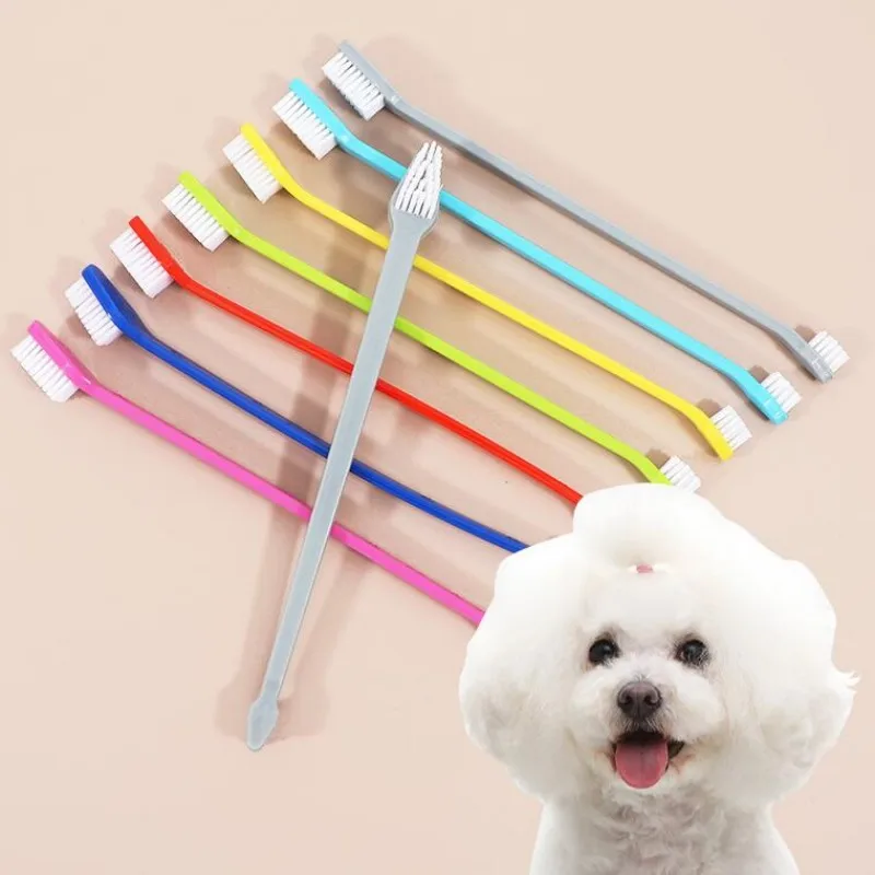 Dog Toothbrush 2pc Set Double Sided Dog Teeth Brush Soft Hair Toothbrush Dogs Oral Cleaning Dogs Teethbrush 2pc Set Pet Products