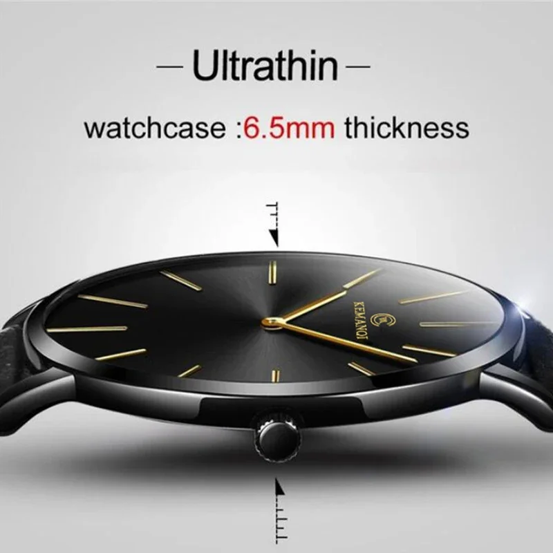 Fashion Ultra Thin Men's Quartz Wristwatch Minimalist Style Mens Watch Leather Band Business Casual Male Clock relogio masculino