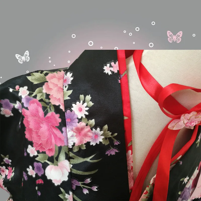 Traditional Japanese Kimono Maid Costume Kawaii Cherry Blossom Dance Dress Women Stage Performance Cosplay Party Outfit