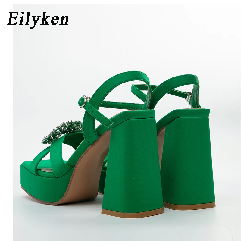 Eilyken Big Size 42 Elegant CRYSTAL Buckle Strap Women\'s Sandals Sexy Chunky Platform High Heeled Summer Shoes For Woman