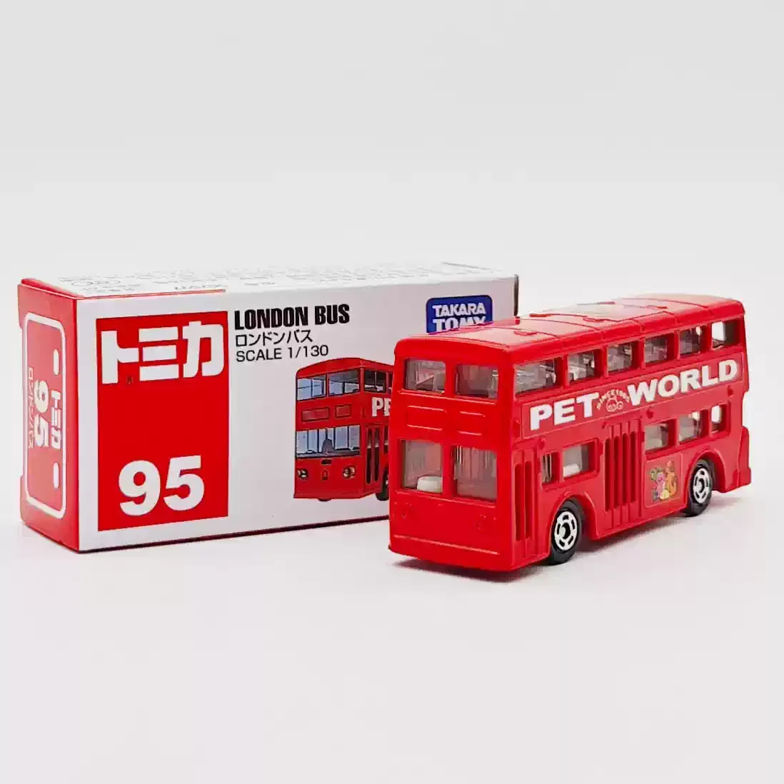 TAKARA TOMY Tomica Red White Box No 95 London Double Decker Tour Bus Simulation Diecast Model Car Toy Gift for Boys