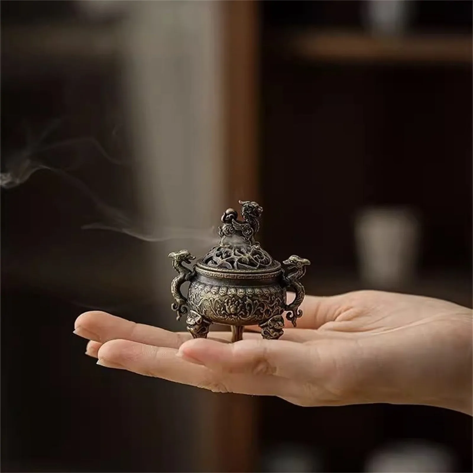 Incense Burner Plate Incense Non Stick Powder Incense Metal Copper Alloy Incense Daoist Tea Home Incense Burner Decoration