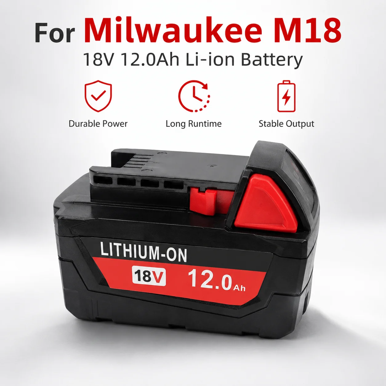 Batterie Li-ion de remplacement compatible pour Milwaukee M18 18V 12.0Ah, 48-11-1850 48-11-1840 48-11-1815, pack d'outils électriques haute capacité pour perceuse sans fil et visseuse à chocs