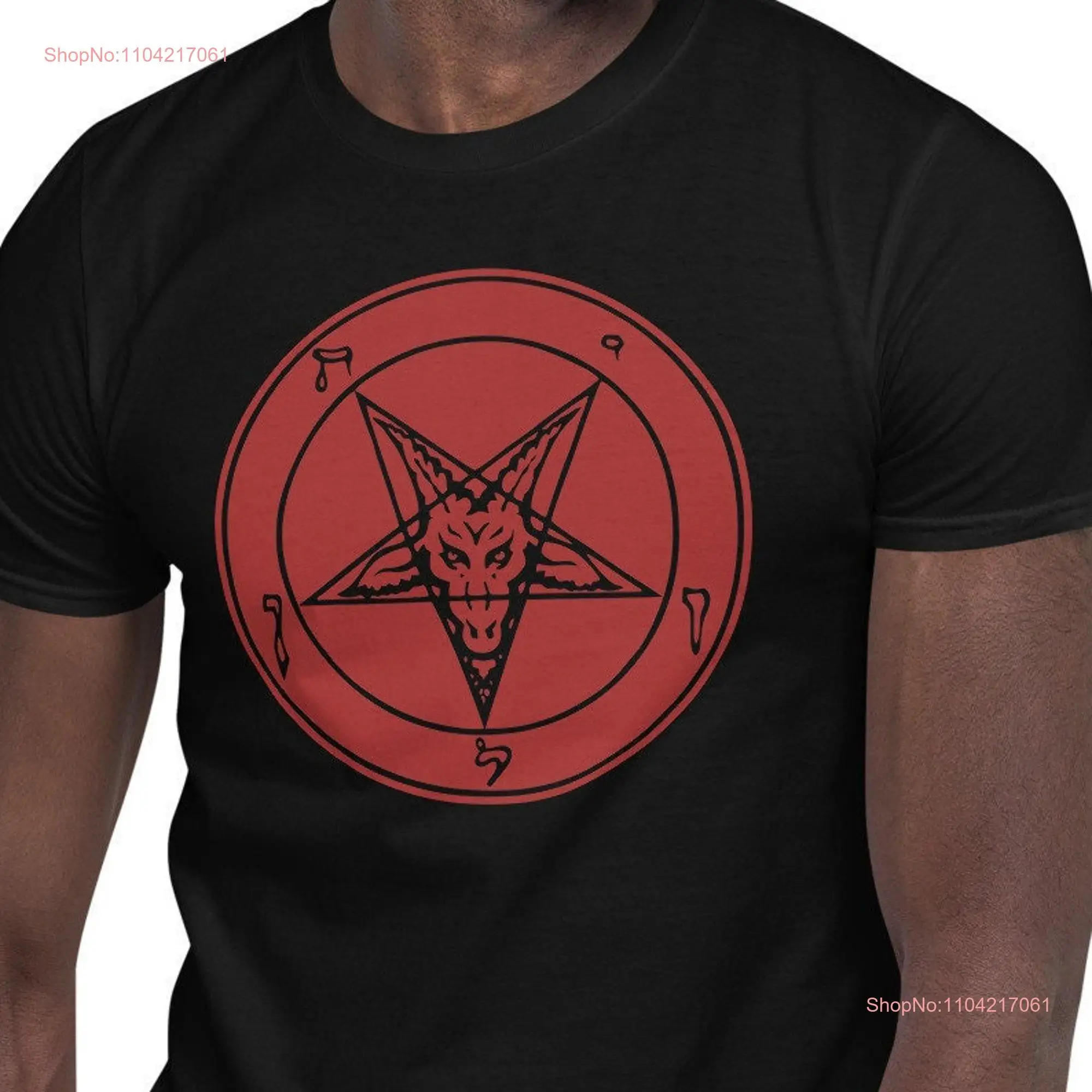 Classic Sigil of Baphomet Goat Head Pentagram Men's  T Shirt Red Print long or short sleeves