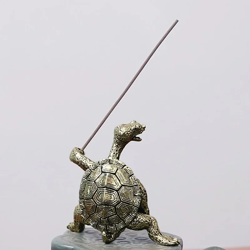 Vintage Mini Turtle Shape Incense Censer Sandalwood Stick Holder  Bronze Funny Animal Incense Holder Burner Stand HomeDecoration