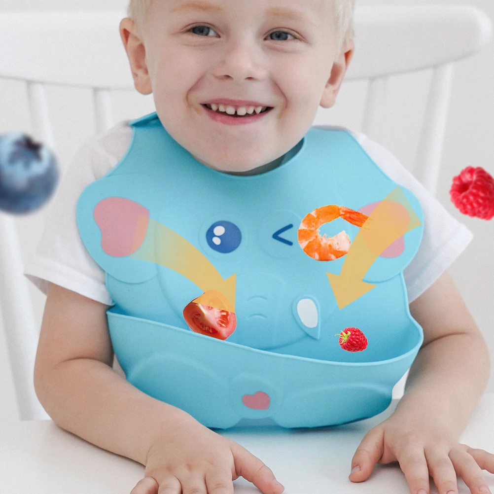 

Waterproof Feeding Silicone Baby Wide Soft Durable Ergonomic Design Rounded Corner Toddler Feeding Kids Food Bib Children Dining