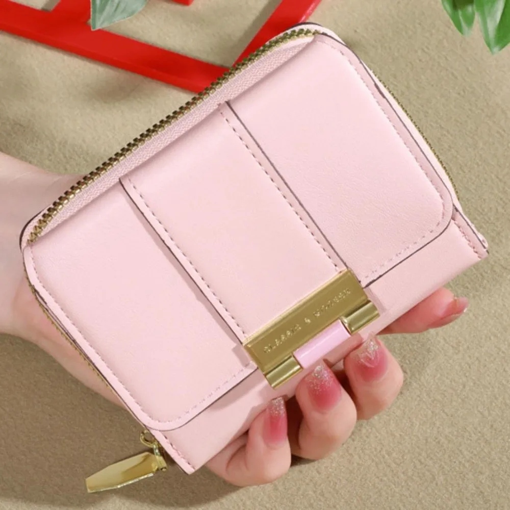 Simple Solid Color Fold Wallet Short PU Leather Card Holder Handheld Korean Style Coin Purse Men