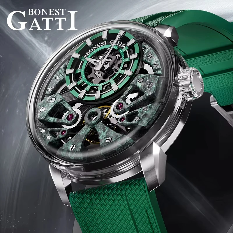 

BONEST GATTI 4002 Men Automatic Watch Mechanical Wristwatch Stainless Steel Case Luminous Watches for Men