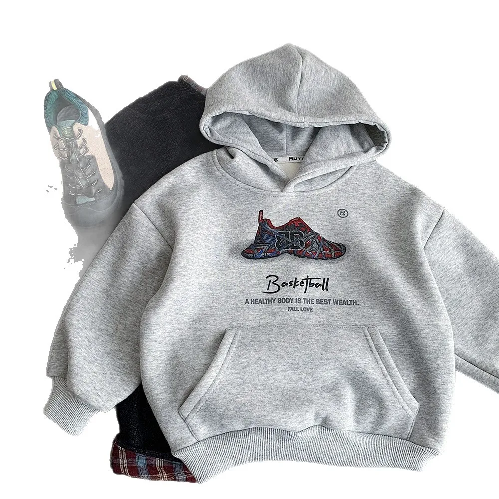 Felpa per neonate infantili Nuovo ricamo invernale per cartoni animati Addensare caldo pullover per ragazzi per bambini Felpe con cappuccio versatili per bambini