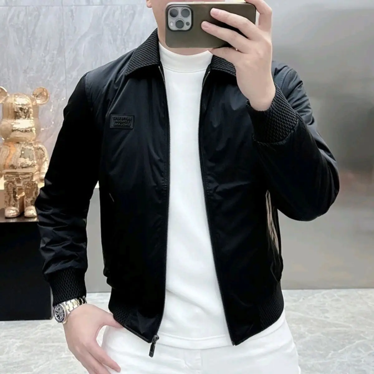 2025 Spring and Autumn New Luxury Fashion Turn-Down Collar Jacket for Men Simple Versatile High-Quality Loose Casual Coat