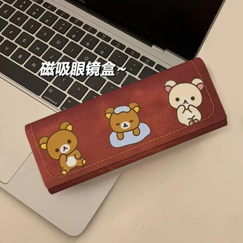 حافظة نظارات Rilakkuma على الطراز الياباني صندوق تخزين نظارات قصر النظر جذابة مغناطيسية لطيفة سعة كبيرة صندوق نظارات شمسية مضاد للسقوط