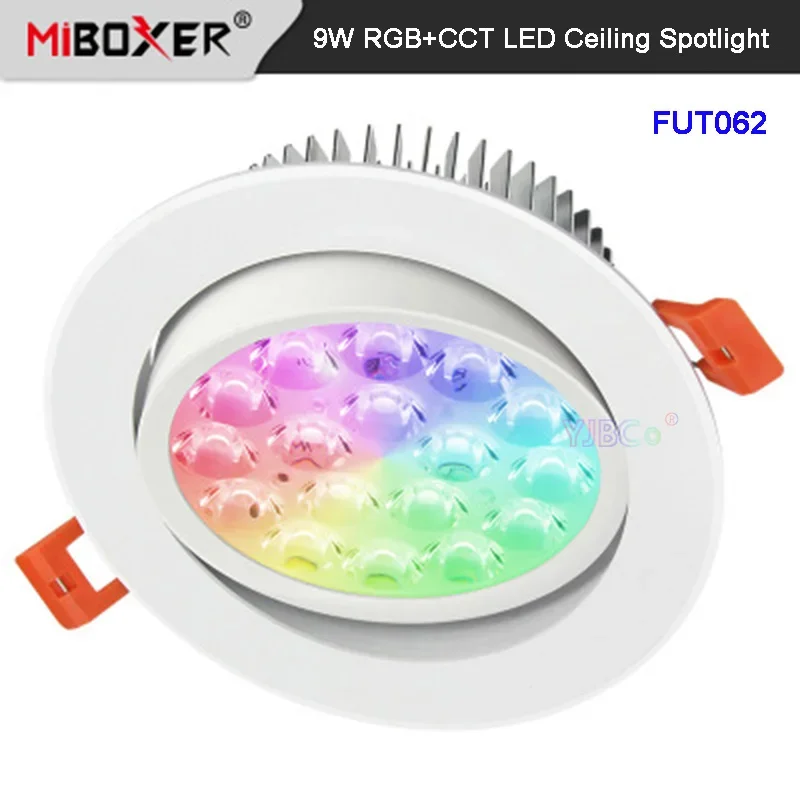 

Miboxer 9W RGB+CCT LED Ceiling Spotlight 110V 220V AC FUT062 Dimmable Smart Downlight angle Adjustable 2.4G Remote APP Control