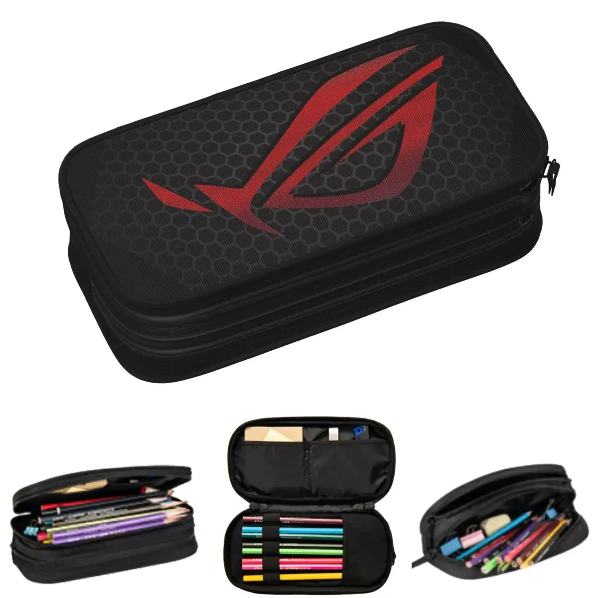 Asus Rog Future Hexagon Pencil Cases for Students School Pen Box Pencil Bag Big Capacity Pencil Pouch