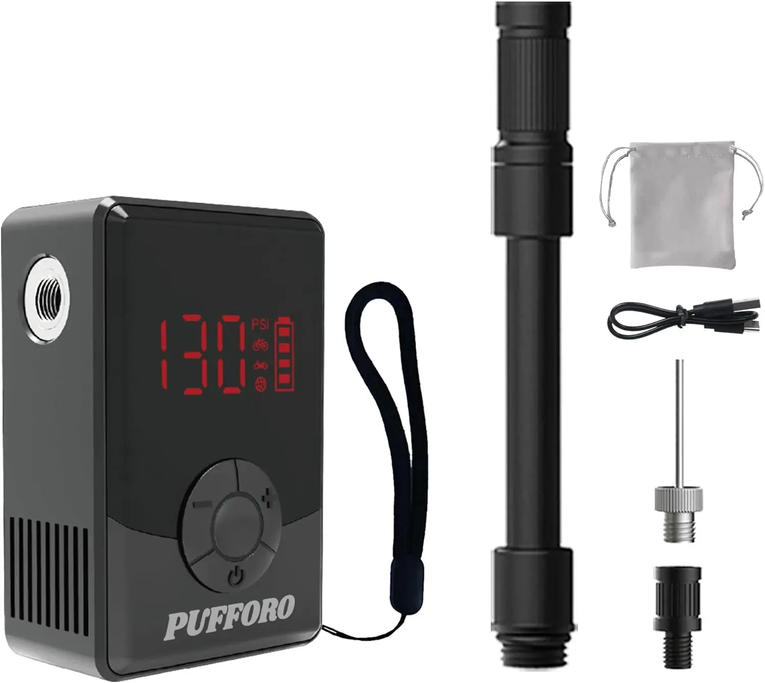 

Мини-электрический велосипедный насос с манометром, автоматической остановкой, Presta/Schrader, 130 фунтов на квадратный дюйм, портативный для электронного велосипеда, MTB, шоссейного велосипеда