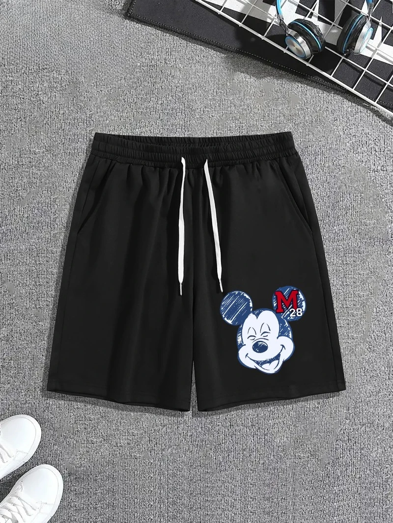 กางเกงขาสั้นลายมิกกี้เมาส์สำหรับผู้ชายแฟชั่นฤดูร้อนปี 2025 เหมาะสำหรับใส่เล่นน้ำ สระว่ายน้ำ ชายหาด วันหยุดพักผ่อน และออกกำลังกายกลางแจ้ง