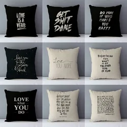 Simply style cozy couch cushion cover home decorative pillows 45x45cm bedding pillowcase white black words quality printed D5