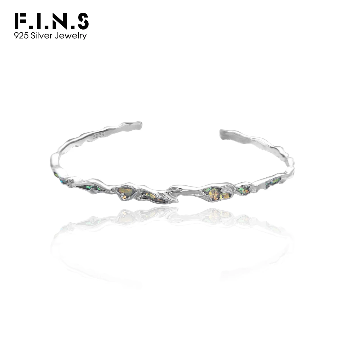 

F.I.N.S браслет из чистого серебра S925, нерегулярный эмалированный открытый браслет-манжета на запястье, модные ювелирные изделия, женские аксессуары