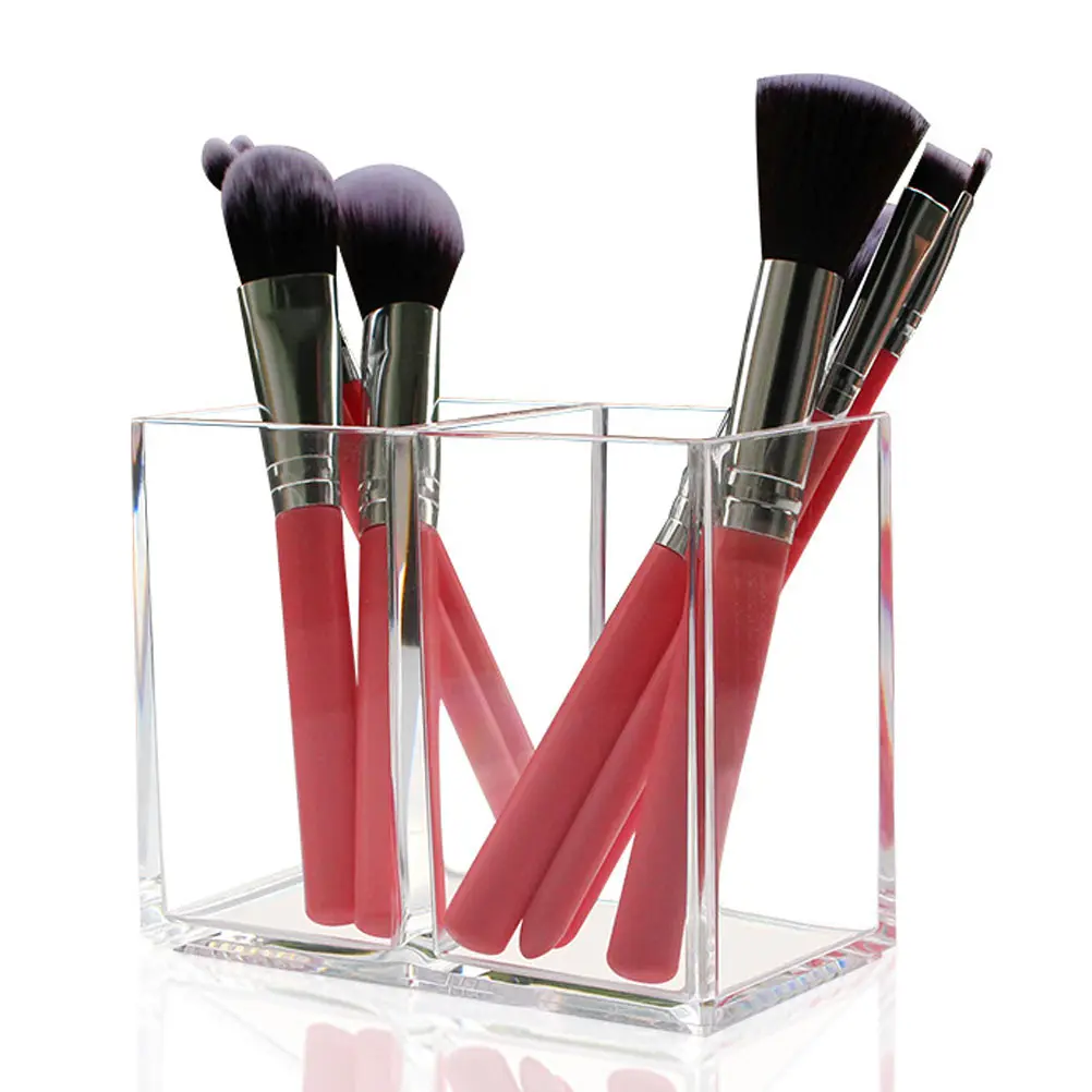 

2Pcs Makeup Brush Holder Acrylic Desktop Organizer for Cosmetics Brushes Pens Pencils Stationery Storage Transparent Brush Stand