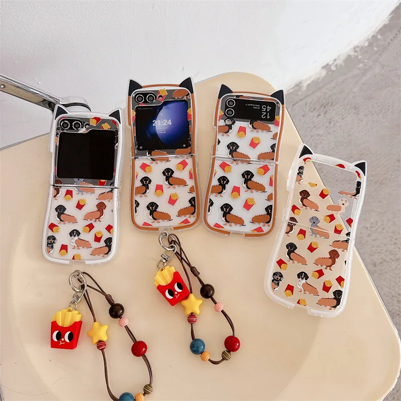 

Hot Dog Dachshund Phone Case for Samsung Galaxy Z Flip 6 5 4 3 Protective Back Cover for ZFlip4 ZFlip5 ZFlip6 Case