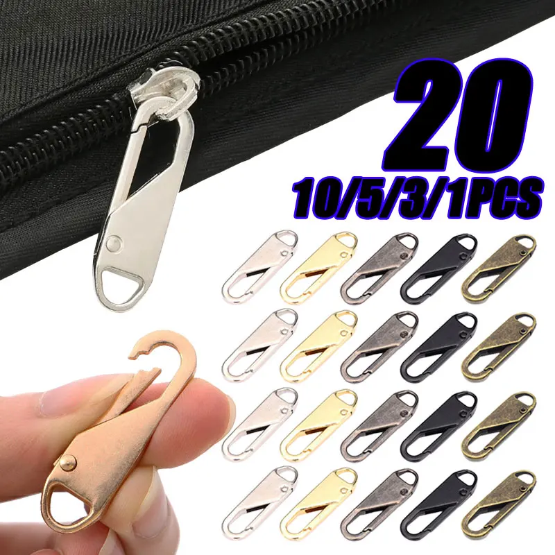 20 Pcs Zipper Slider Puller Instant Zipper Repair Bag Replacement Bad Buckle Travel Bag Suitcase Zipper Head DIY Sewing Craft