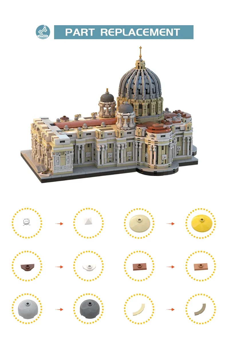 MOC arquitectura Iglesia Castillo de la Basílica de San Pedro juego de bloques de construcción colección de casa de catedral juguetes DIY regalos para niños