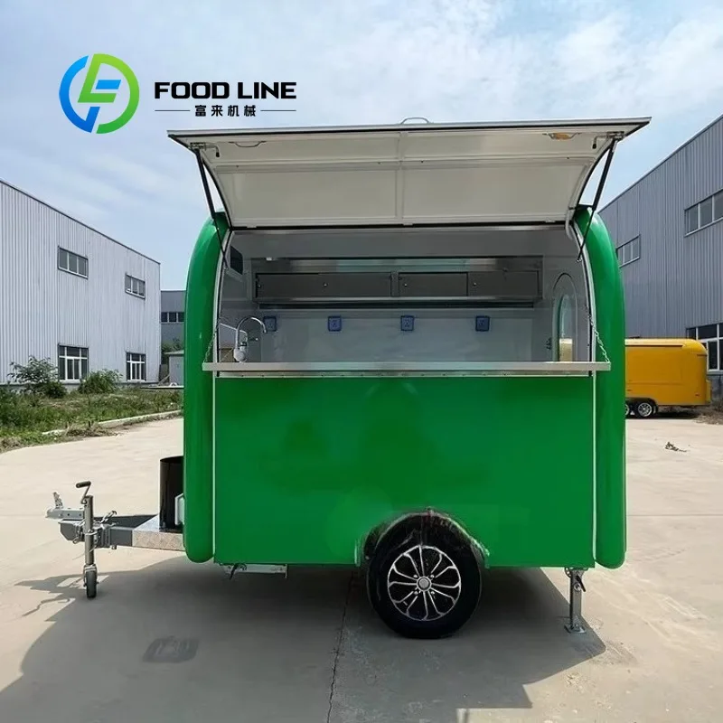 

Mini Mobile Food Cart Full-Kitchen Equipped Hot Dog Burger Pizza Coffee Ice Cream Concession Food Trailer Customized