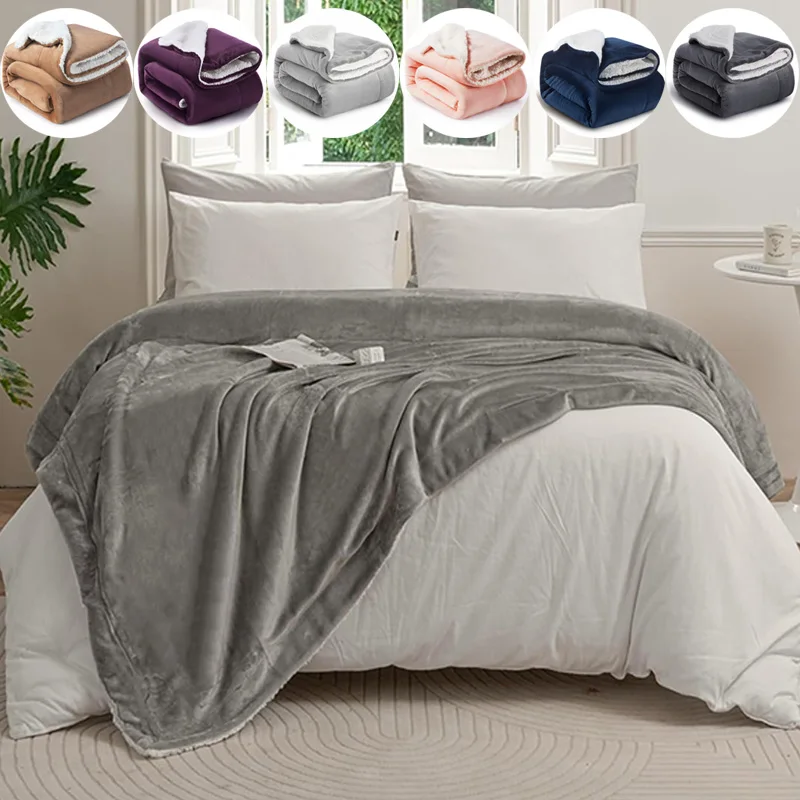 

Solid Color Coral Fleece Blanket Microfiber Lamb Wool Plush Warm Blanket for Winter Home Camping Throw Blanket Decoración Hogar