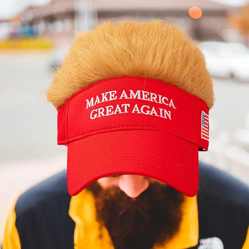 2024 Tump Funny Baseball Hats Adjustable Breathable Wig Hats Red Lightweight Outdoor Hat Fashionable Baseball Hats For Sports